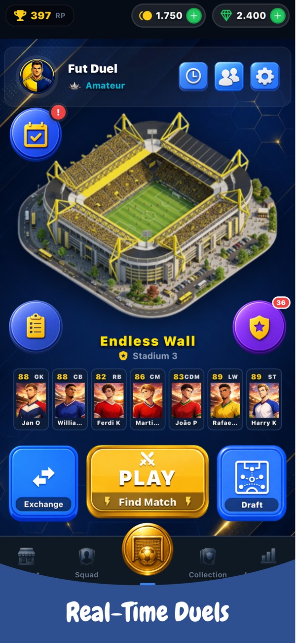 Ana sayfa: kadro ve OYNA